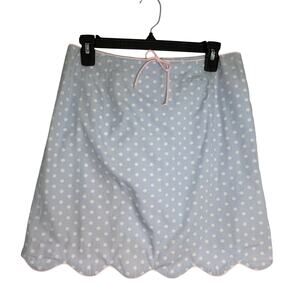 Tailor New York Mini Skirt Light Blue Polka Dots Scalloped SIZE 8 Cotton Pink